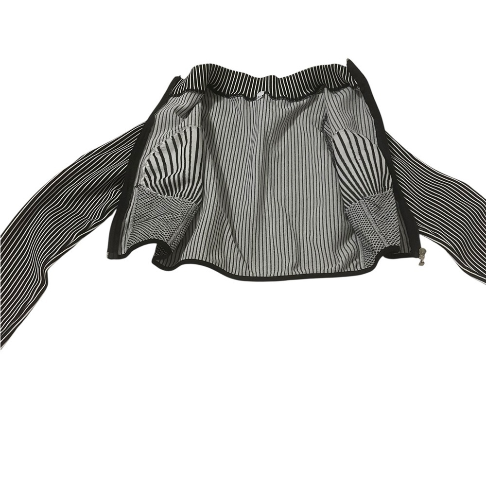 Corset Top Y2K Grunge Festival Mesh Zip Long Sleeve Black White Indie S/M - Picture 9 of 9